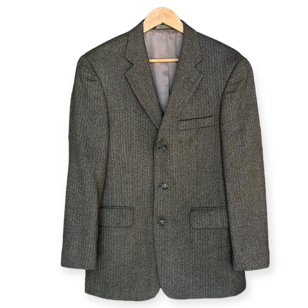 Stafford 36S men’s three button brown herringbone jacket